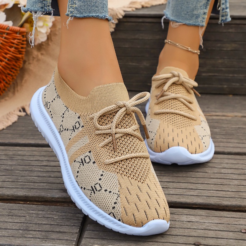 2026 Yeni Bağcıklı Yuvarlak Ka - Knit Fabric Lace Up Sneakers incelemesi ve fiyatı